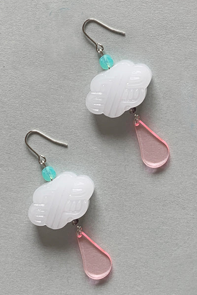 Come Rain or Shine Earrings White and Pink